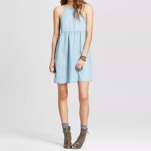 Chambray High Neck Dress